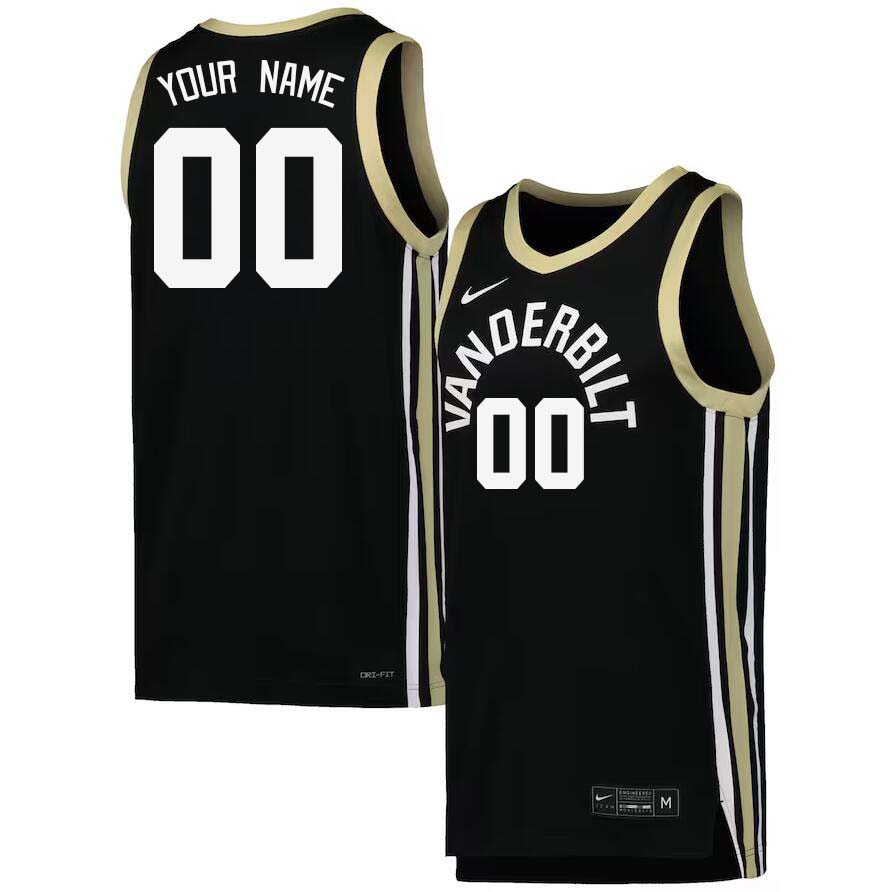 Custom Vanderbilt Commodores Name And Number College Basketball Jerseys Stitched-Black